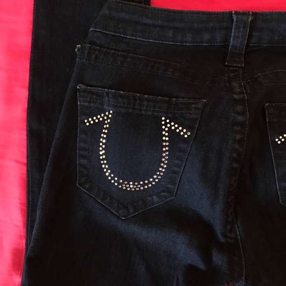 True Religion Dark Denim Swarovski Crystal Jeans - Picture 4 of 6